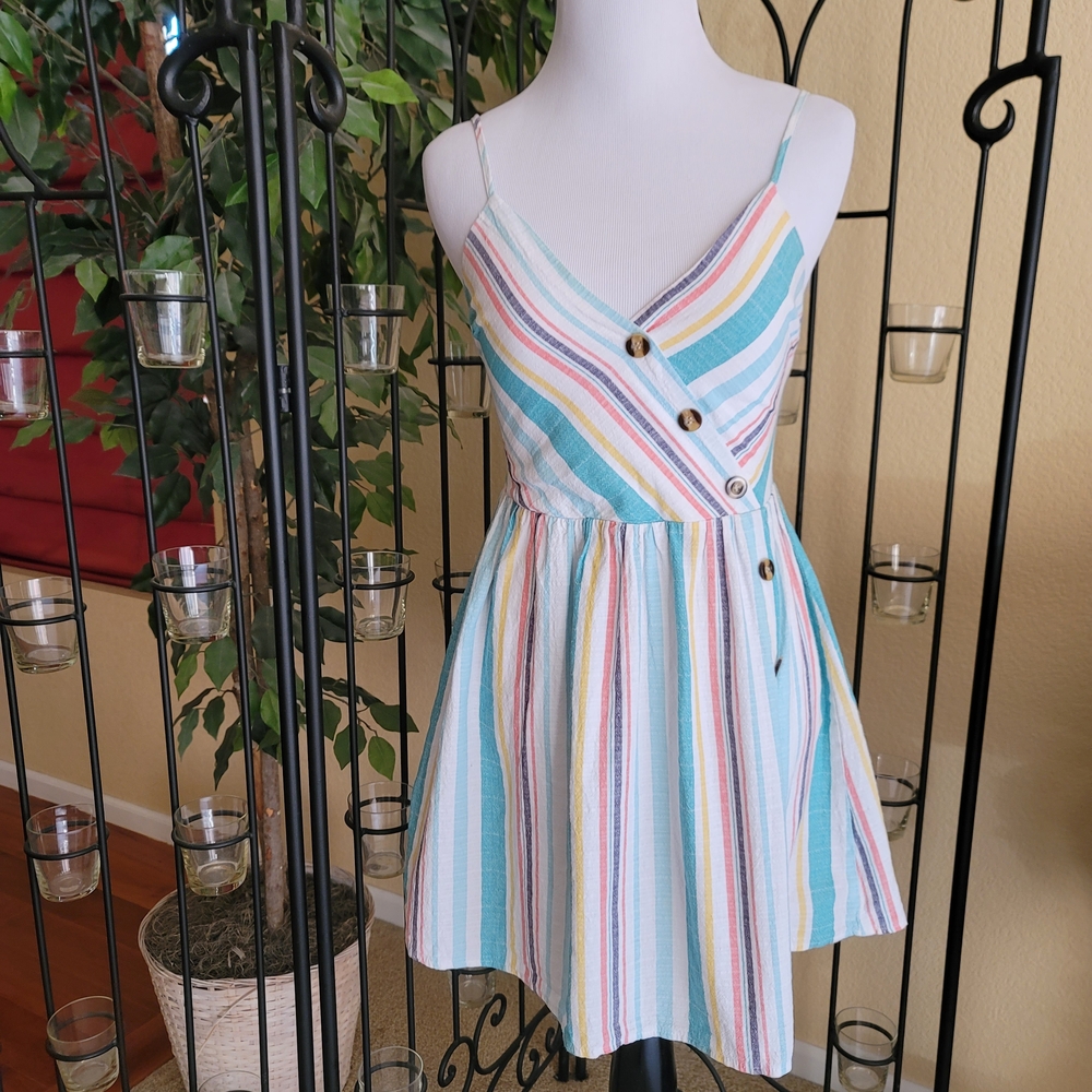 Mind Code Multicolor Striped Cotton Dress